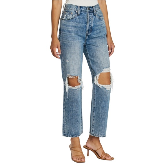 Pistola Cassie Super High Rise Straight Crop Jeans in Blossom Distressed - Picture 2 of 7